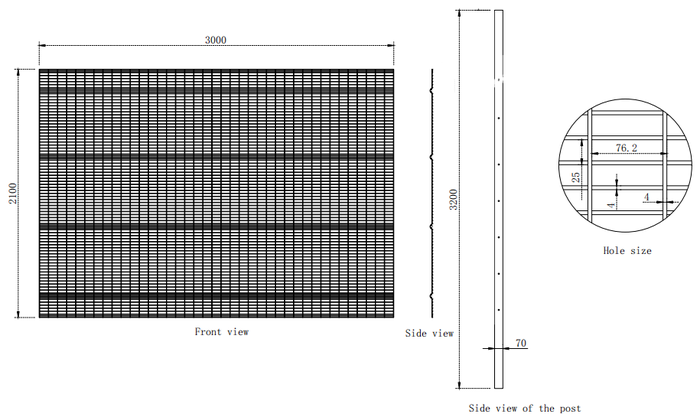 358 panel de valla de seguridad y yo post dibujo técnico.