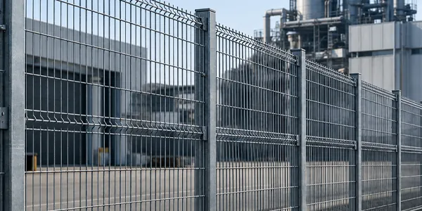 Installed 3D welded mesh fence for industrial site perimeter