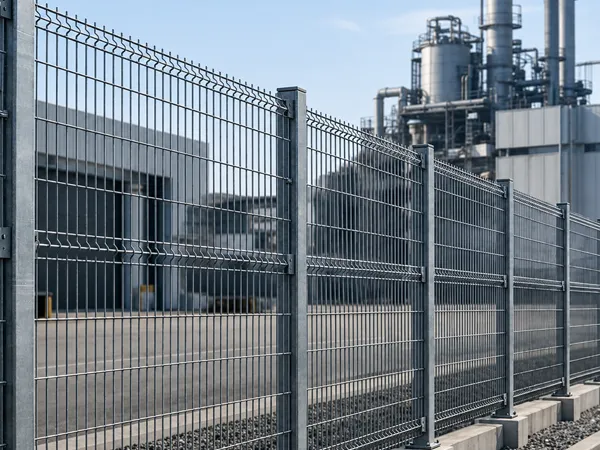Installed 3D welded mesh fence for industrial site perimeter