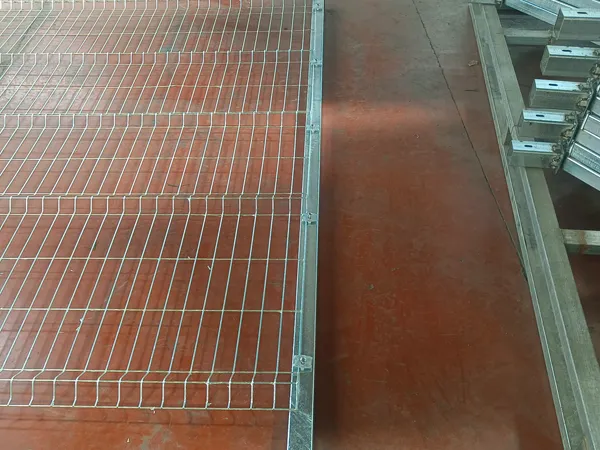3D welded mesh fence panel fixed to galvanized metal post