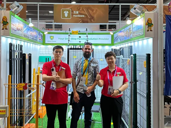 Giant Fence colleagues posing with clients at 139th Canton Fair