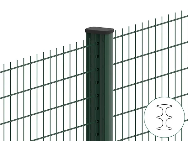 Two pieces of 2D fences are connected with double post.