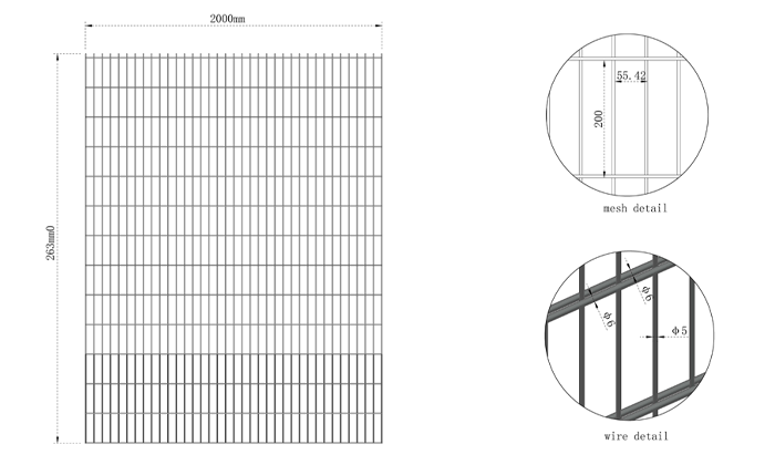 2D fence system drawing customized for U.S. projects