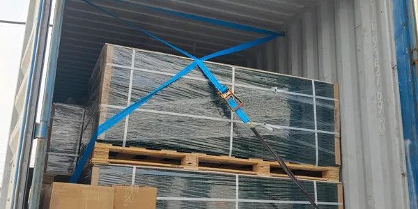 Packed 2D fence system ready for shipment