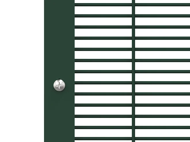 A flat bar detail structure of 358 High Security Type airport fence.
