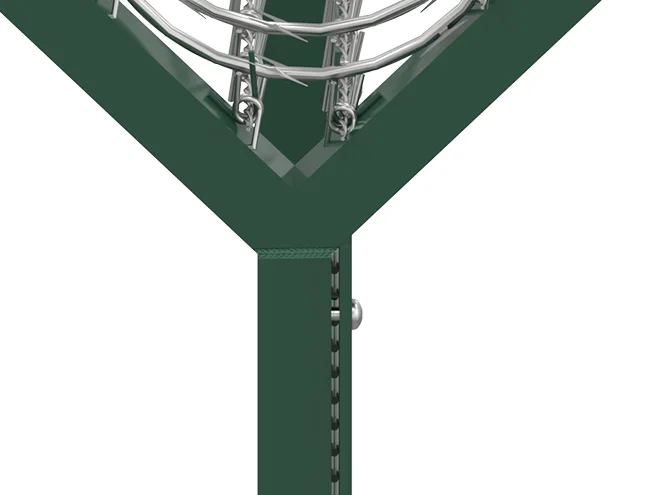 The Y arm are welded to the square post with bolts and nuts.