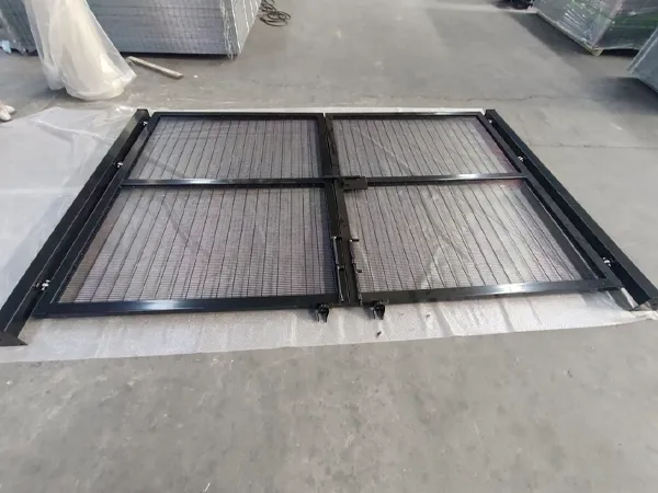 It displays the finished double gate for 358 high security fence.