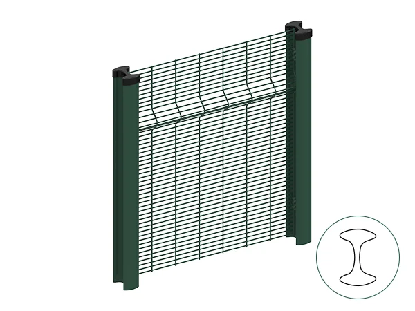Two pieces of 3D Panels of 358 high security fences are connected with I post and spider clip.