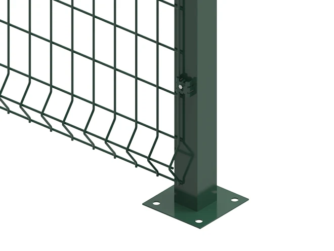 An post base detail structure of 3D Panel type airport fence.