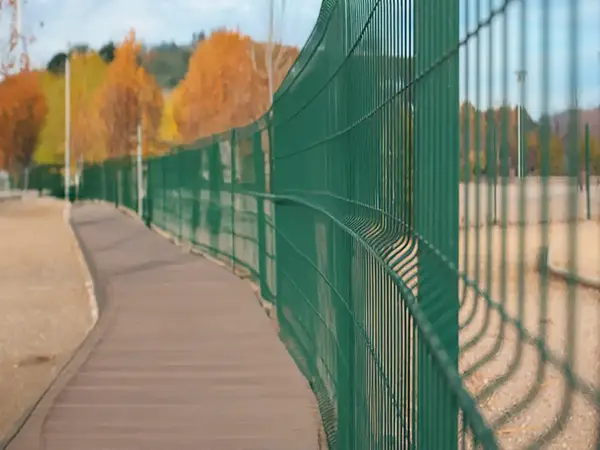 The green 3D security fences are surrounding the park.
