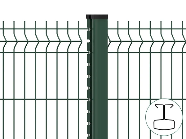 Two pieces of 3D fences are connected with CM post.