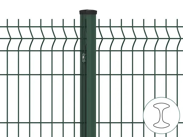 Two pieces of 3D fences are connected with I post.