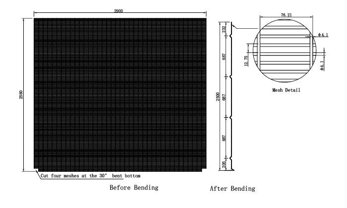 A drawing of mesh panel of high security fence.