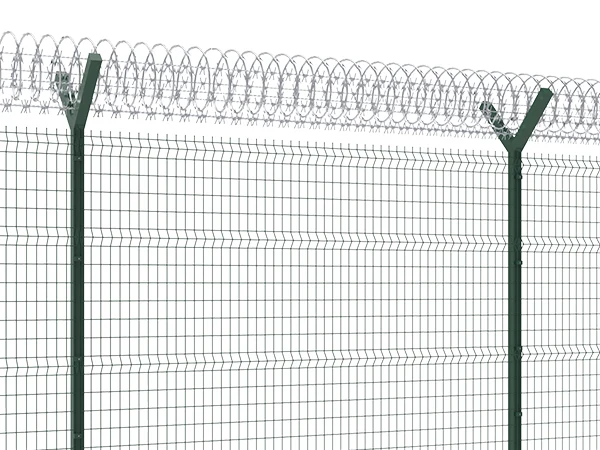 A line of 3D panel type airport fence.