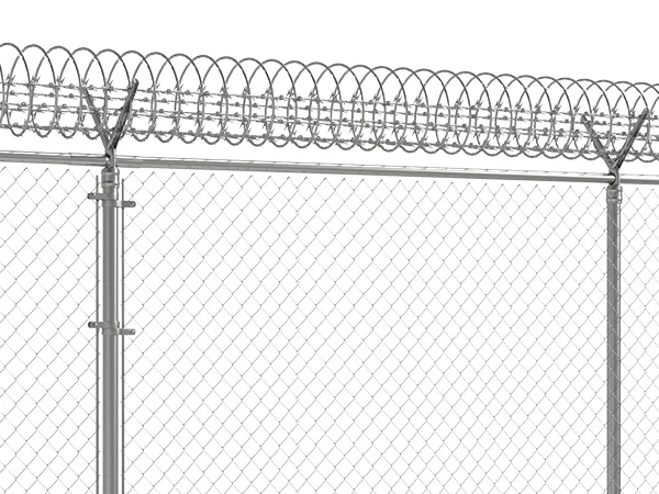 A line of chain link fence type airport fence.
