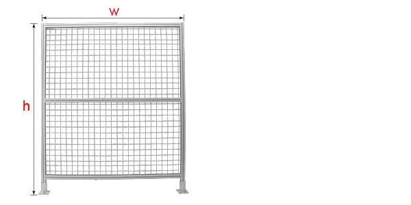 A drawing shows the basic structure of all welded type (aluminum alloy) workshop safety fence.