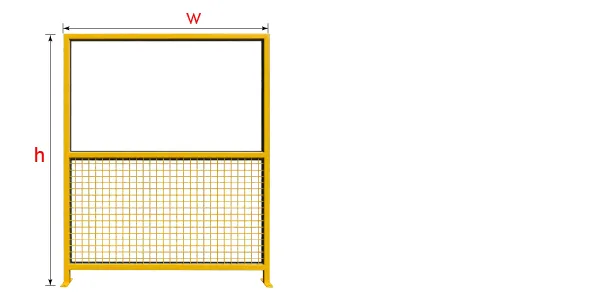 A drawing shows the basic structure of acrylic & welded type workshop safety fence.
