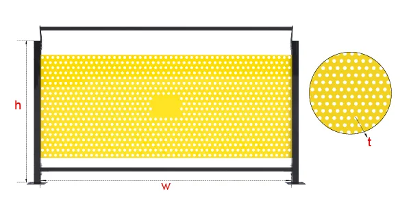 A drawing shows the basic structure of aisle type workshop safety fence.