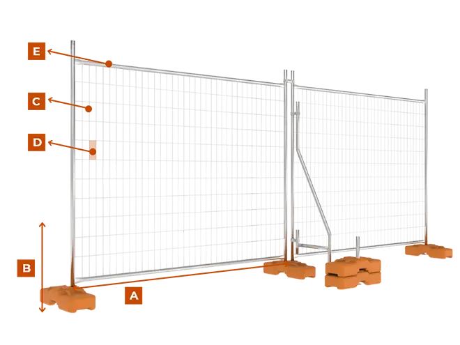 A piece of Australia temp fencing with bracing support.