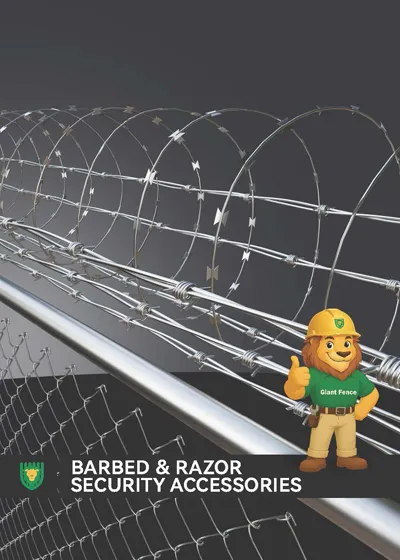 A data sheet cover of barbed and razor security accessories