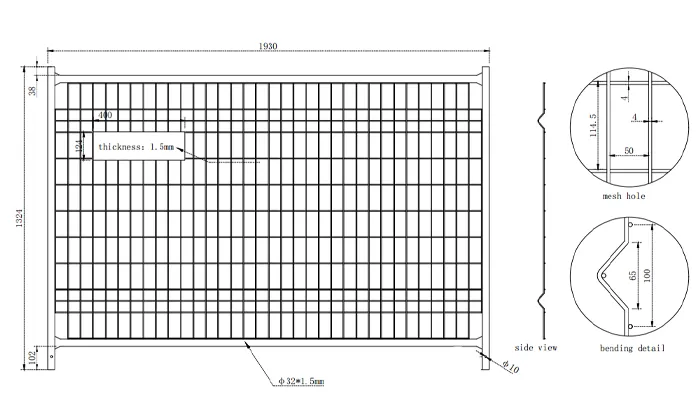 Drawings of Canada temporary fence panels