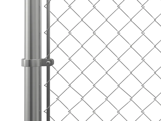 The detail picture of connection fittings of chain link fence.