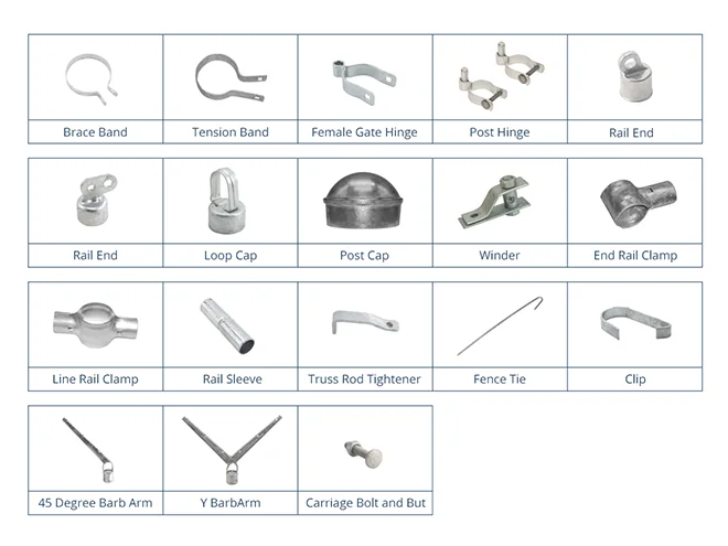 The galvanized chain link fence fittings.