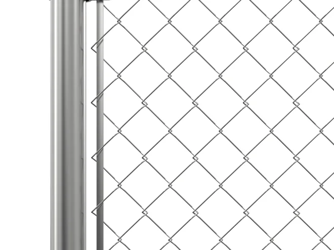 The detail picture of round post of chain link fence.
