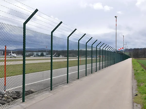 The chain link fences are installed in the airport.