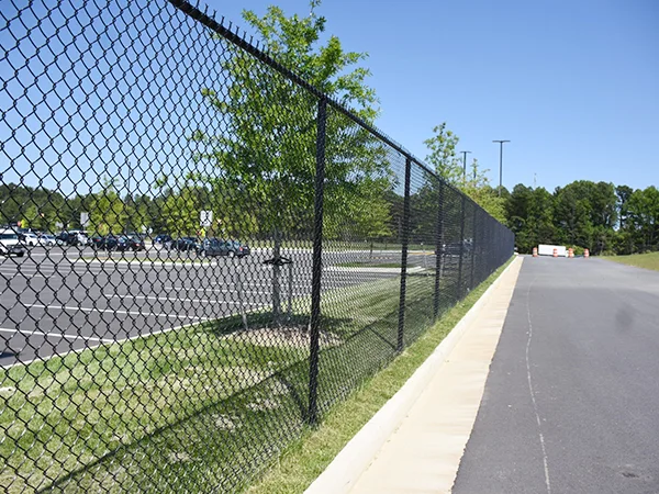 The chain link fences are installed in the park.