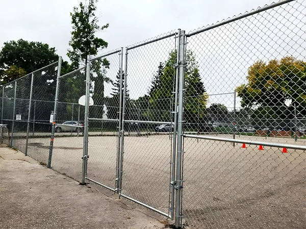 The chain link fences are installed in the construction site.