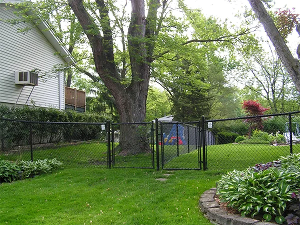 The chain link fences are installed in the yard.