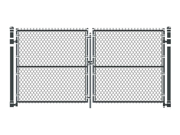The chain link fence double gate.