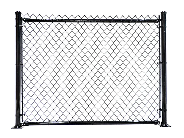 A piece of black chain link fence.