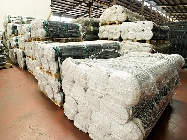 Several bundles of chain link fences.