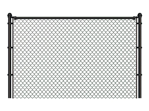 The black chain link fences are fastened to the post with fittings.