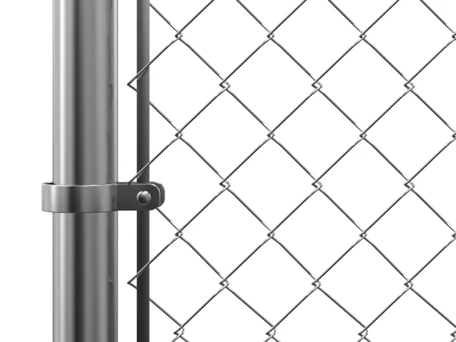 The detail picture of connection fittings of chain link fence.