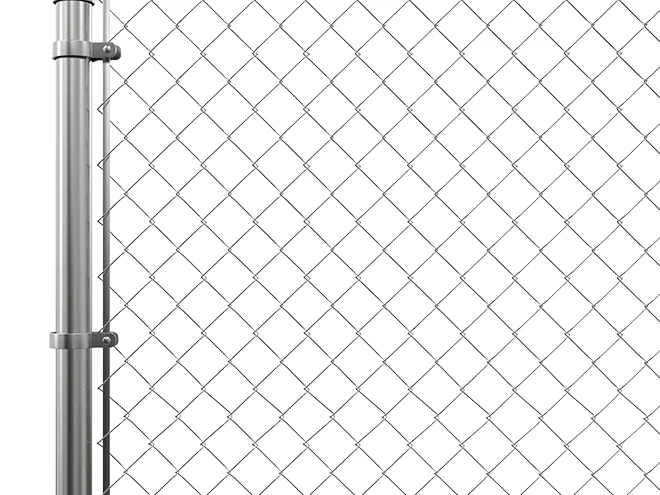 The detail picture of round post of chain link fence.