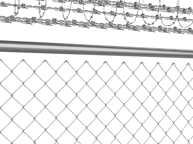 The detail picture of rail of chain link fence.