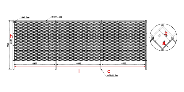 A drawing of chain link fence.