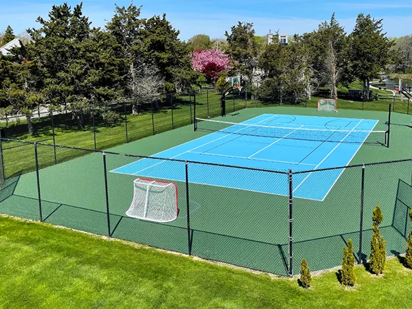 The chain link sports fences are installed in the multi-sport field.