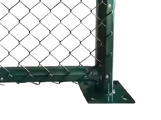 A base detail of chain link sports fence.