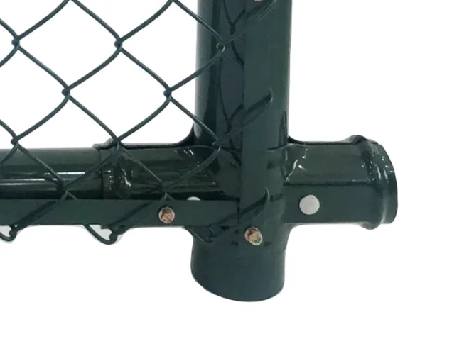 A buried post detail of chain link sports fence.