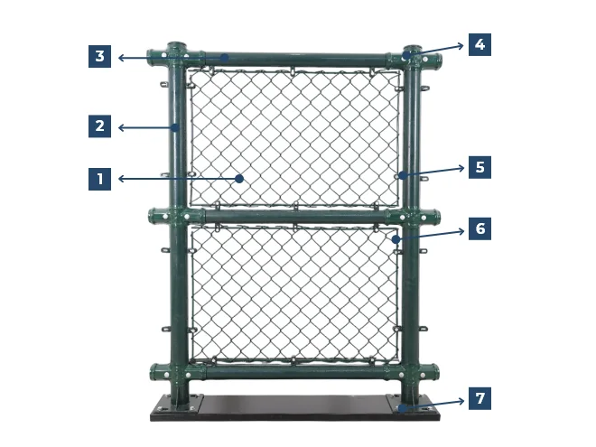 A chain link sports fence structure.