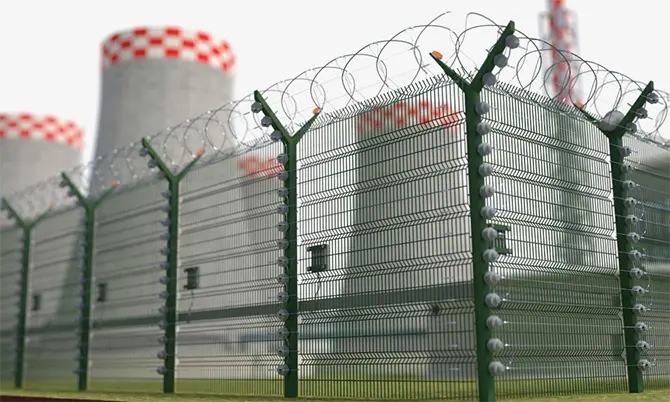 The 3D fence is surrounding with the factory.