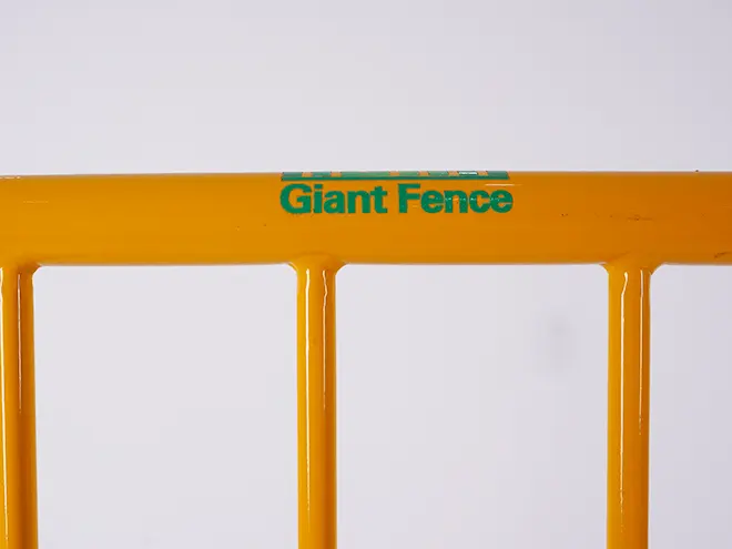 The detail of vertical tubes of crowd control barriers.