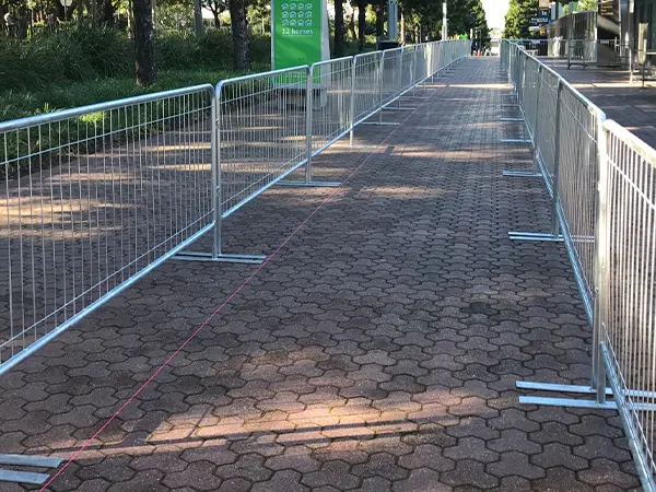 The crowd control barriers are placed at the race event.