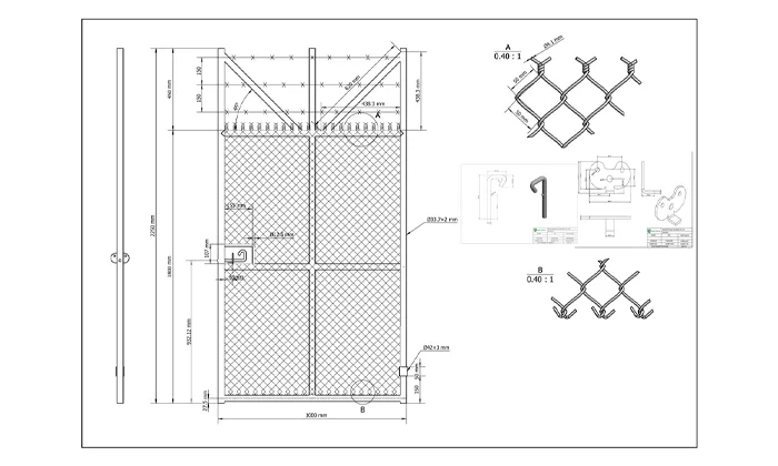 Drawing of customized chain link gates
