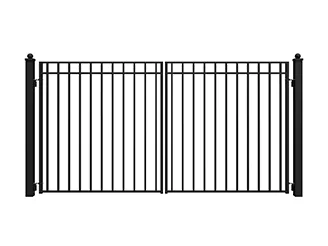 A piece of steel tubular fence double swing fence gate.