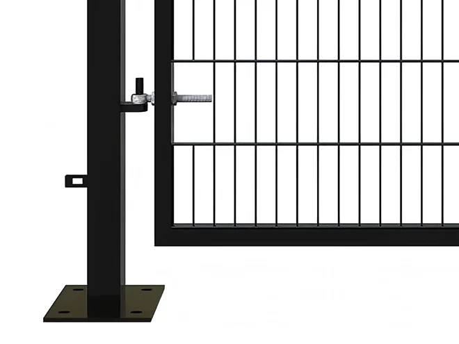 The detail of base of double fence gate.